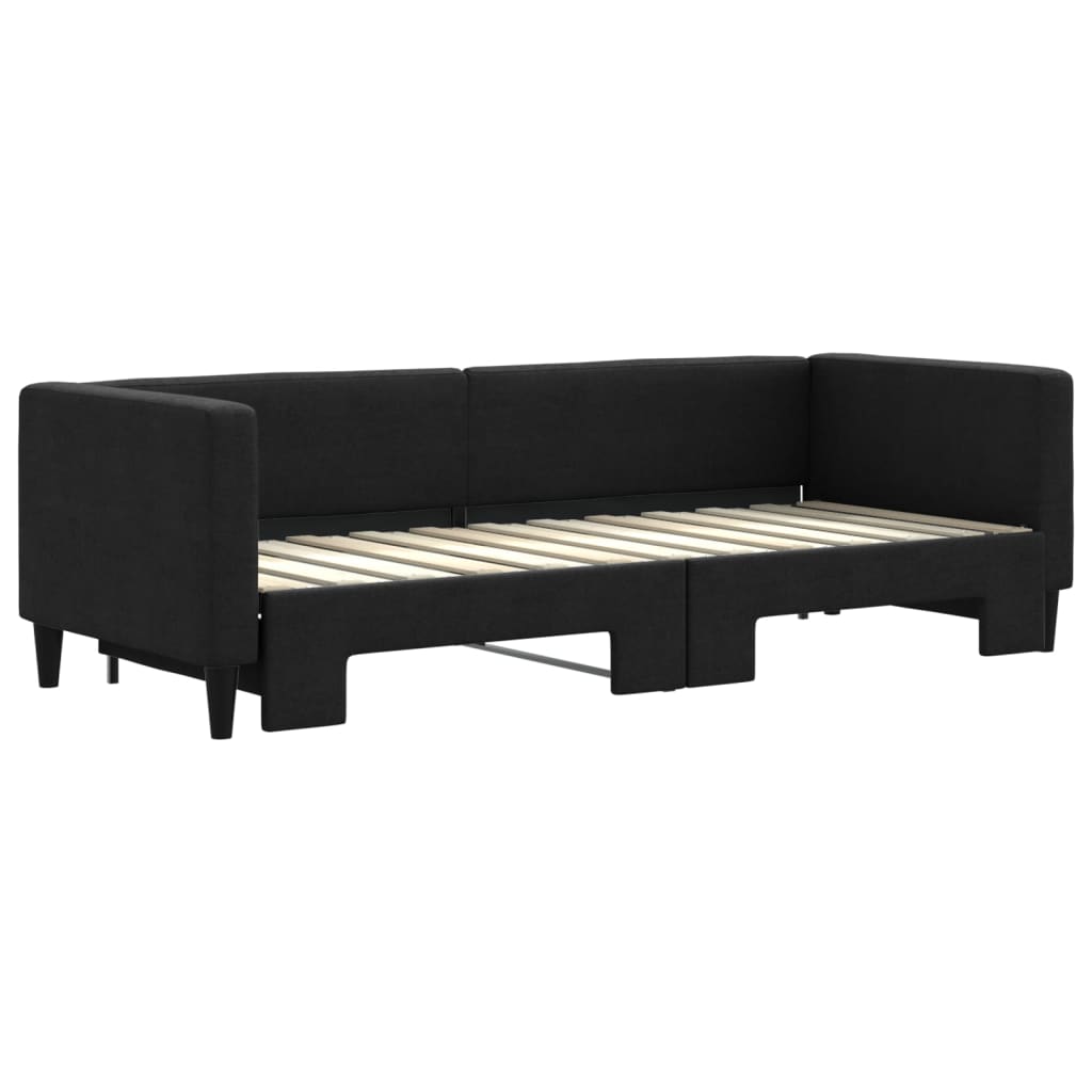 daybed med udtræk 80x200 cm stof sort
