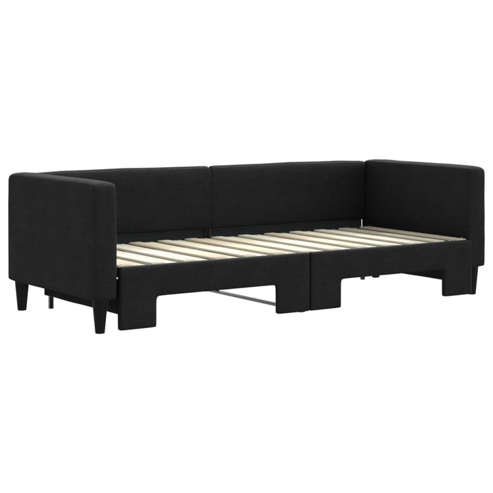 daybed med udtræk 80x200 cm stof sort