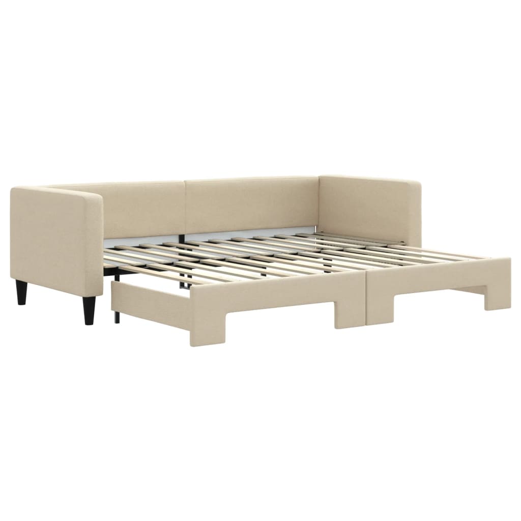daybed med udtræk 80x200 cm stof cremefarvet