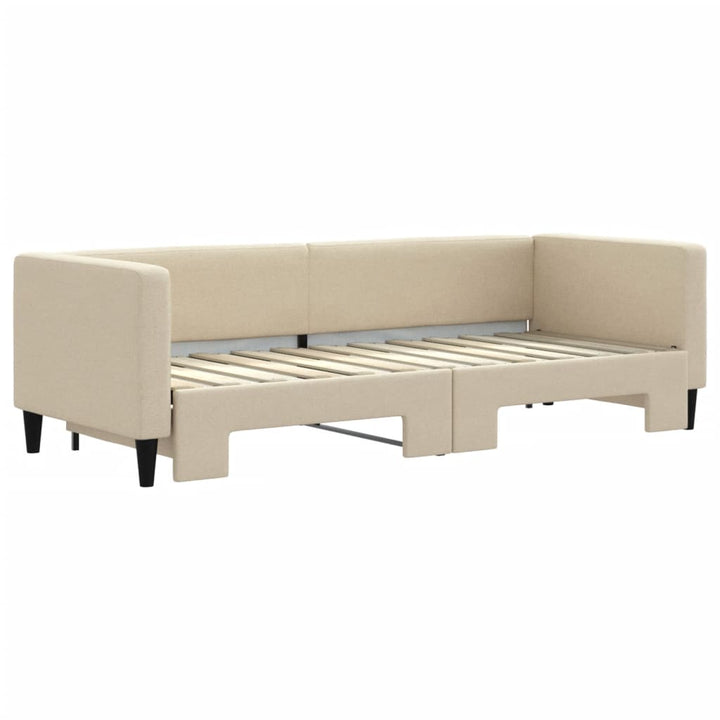 daybed med udtræk 80x200 cm stof cremefarvet