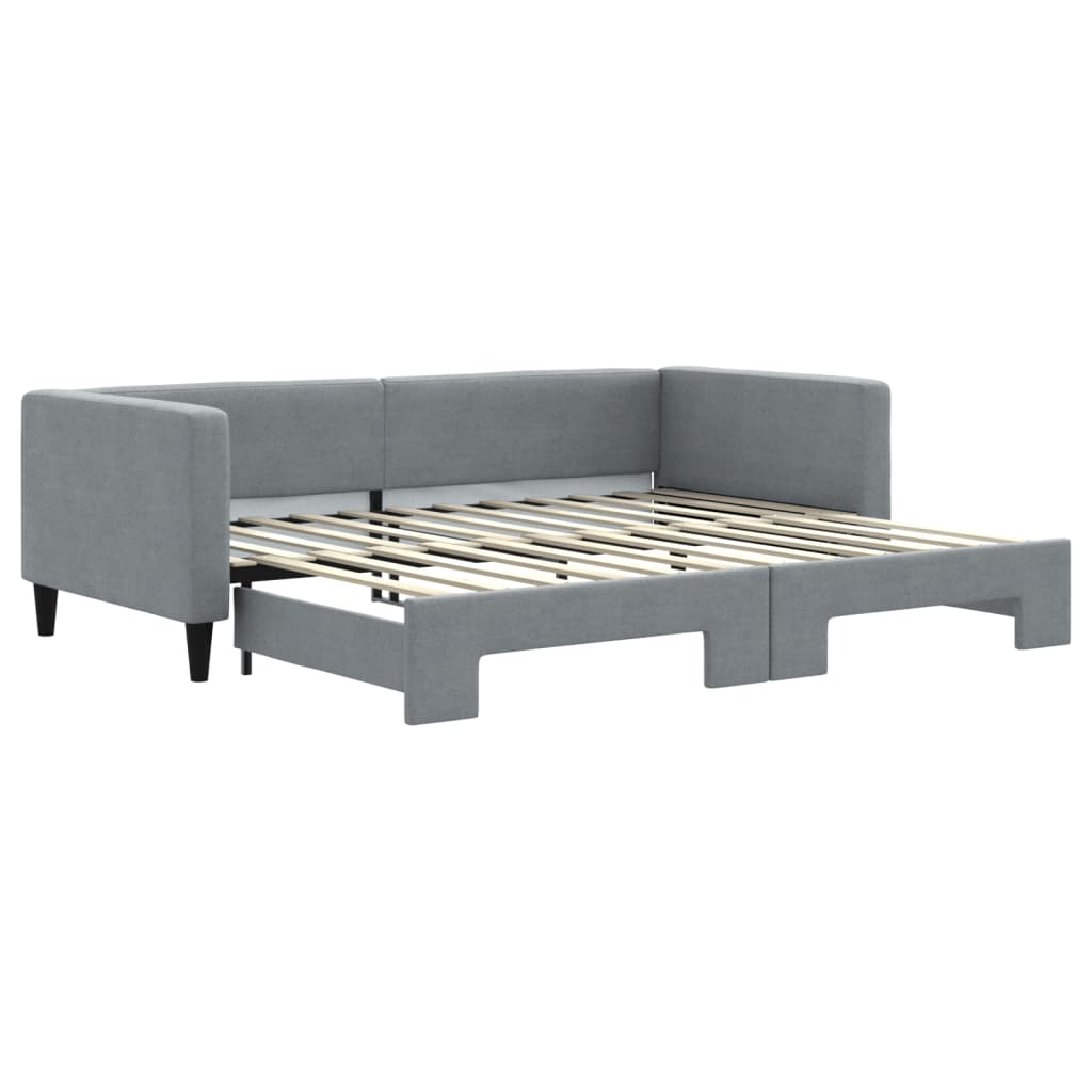 daybed med udtræk 90x200 cm stof lysegrå