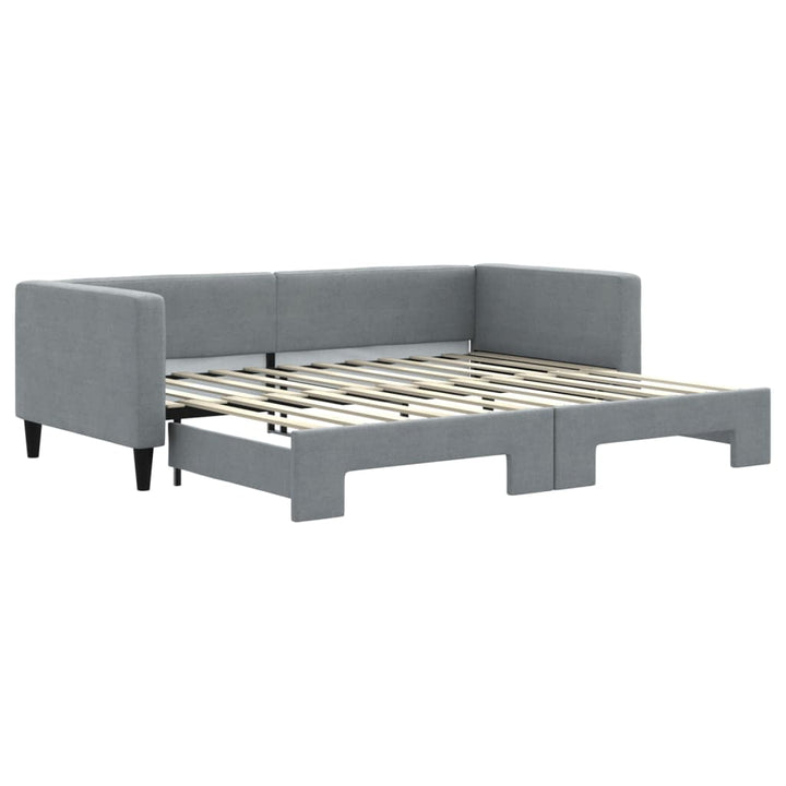 daybed med udtræk 90x200 cm stof lysegrå