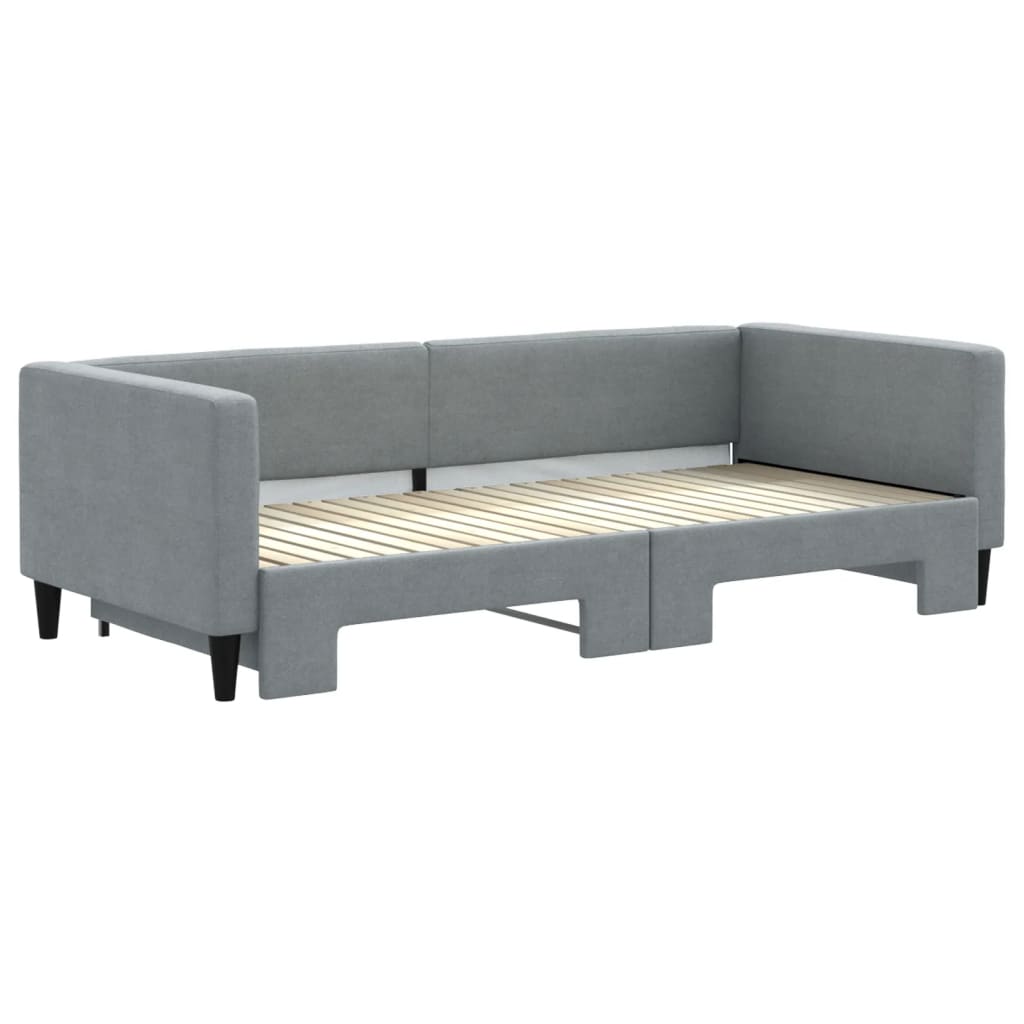daybed med udtræk 90x200 cm stof lysegrå