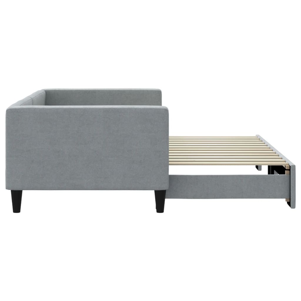 daybed med udtræk 90x200 cm stof lysegrå