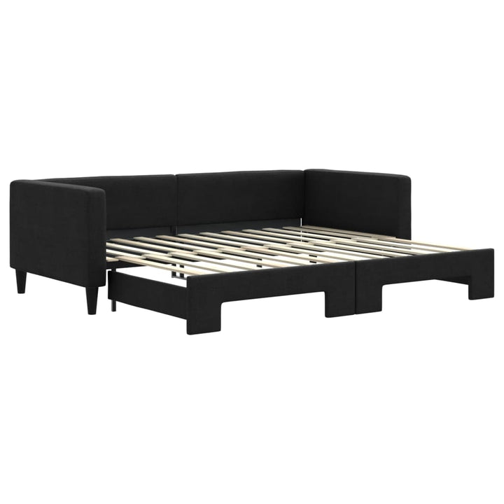 daybed med udtræk 90x200 cm stof sort