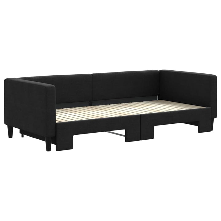 daybed med udtræk 90x200 cm stof sort