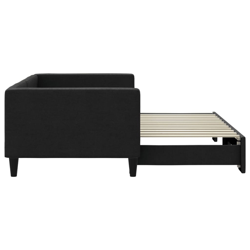 daybed med udtræk 90x200 cm stof sort