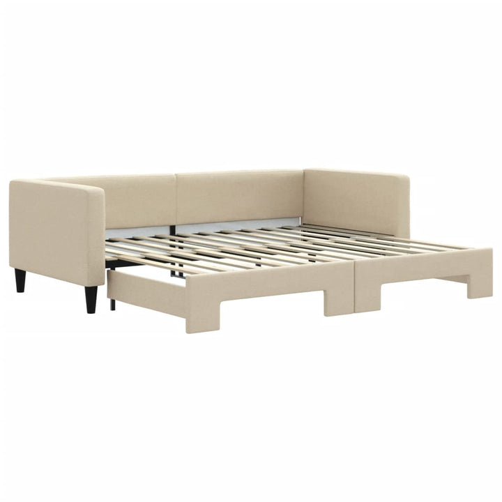 daybed med udtræk 90x200 cm stof cremefarvet