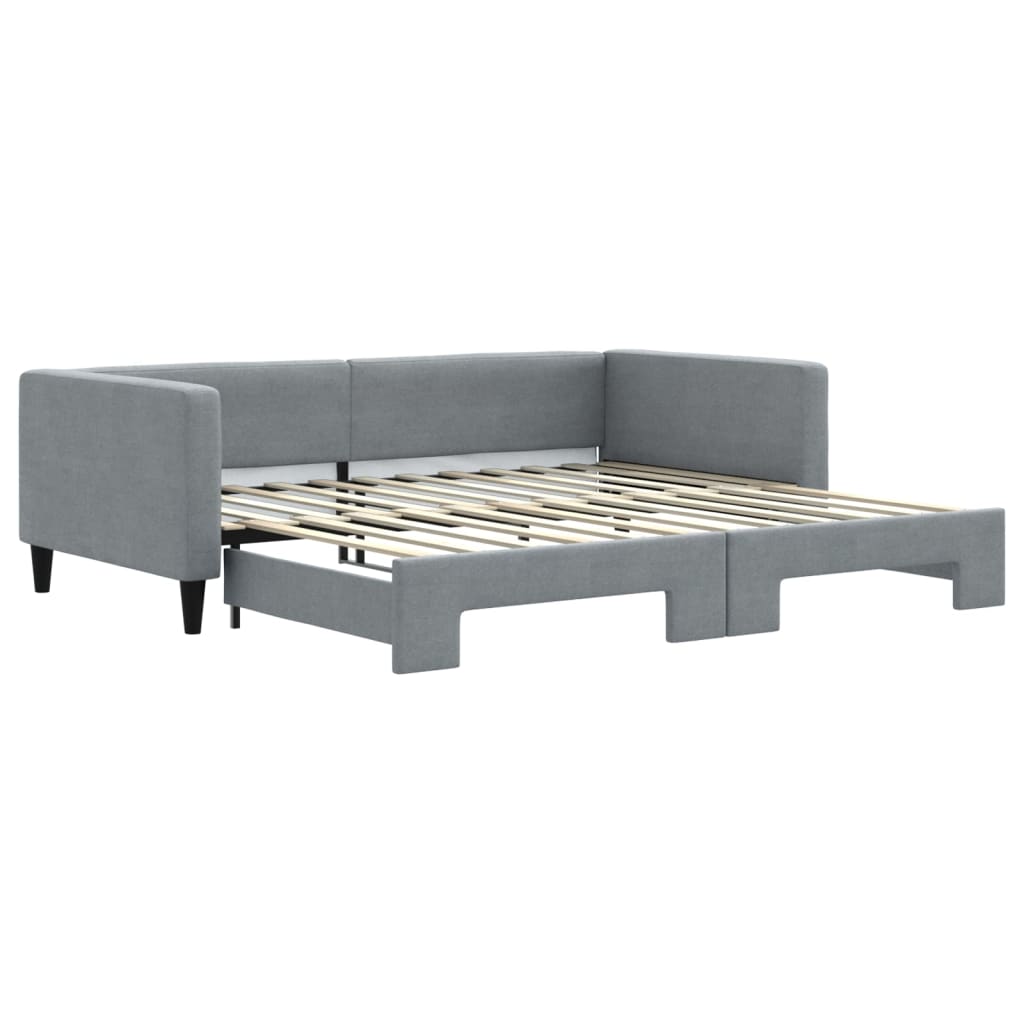 daybed med udtræk 100x200 cm stof lysegrå
