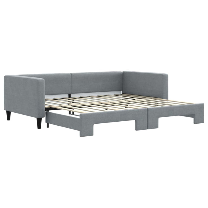 daybed med udtræk 100x200 cm stof lysegrå
