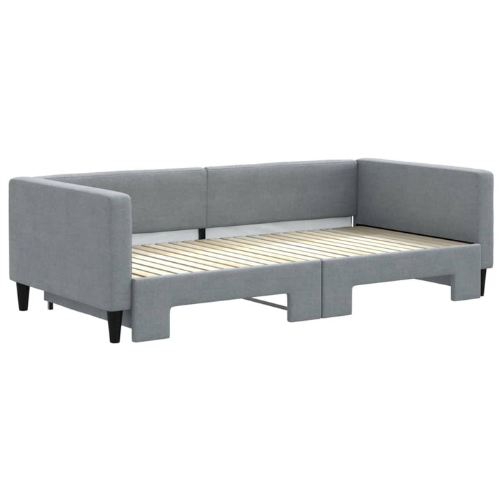 daybed med udtræk 100x200 cm stof lysegrå