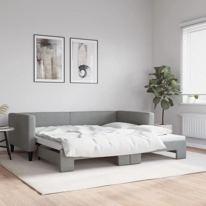 daybed med udtræk 100x200 cm stof lysegrå