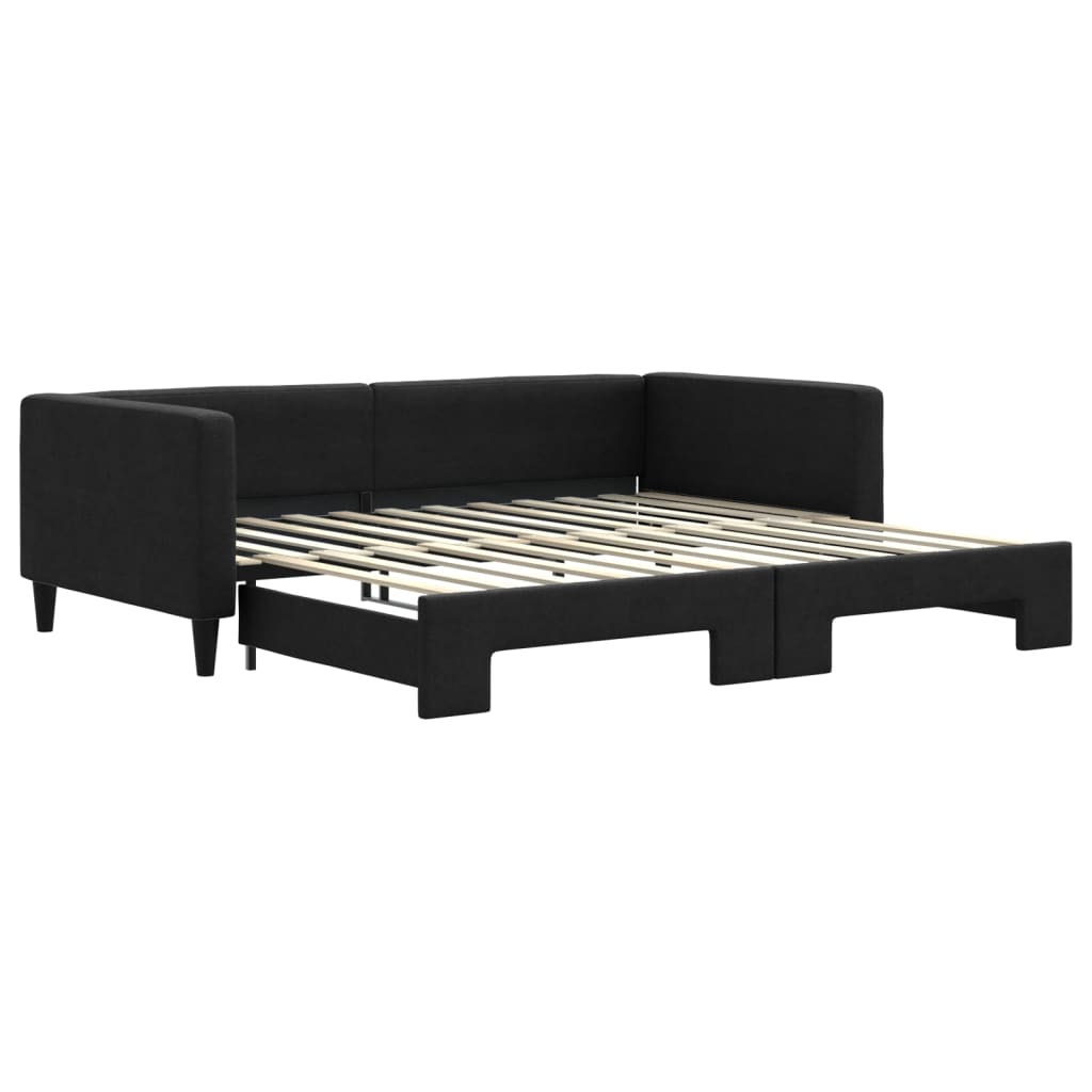 daybed med udtræk 100x200 cm stof sort