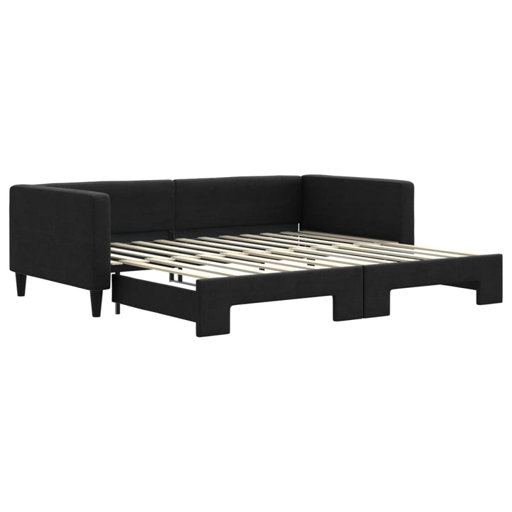 daybed med udtræk 100x200 cm stof sort