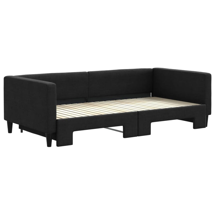 daybed med udtræk 100x200 cm stof sort