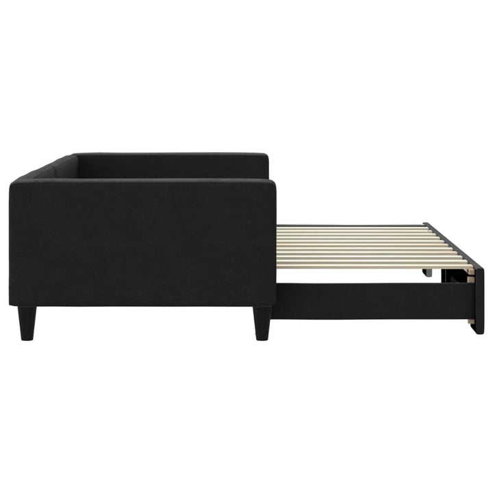 daybed med udtræk 100x200 cm stof sort