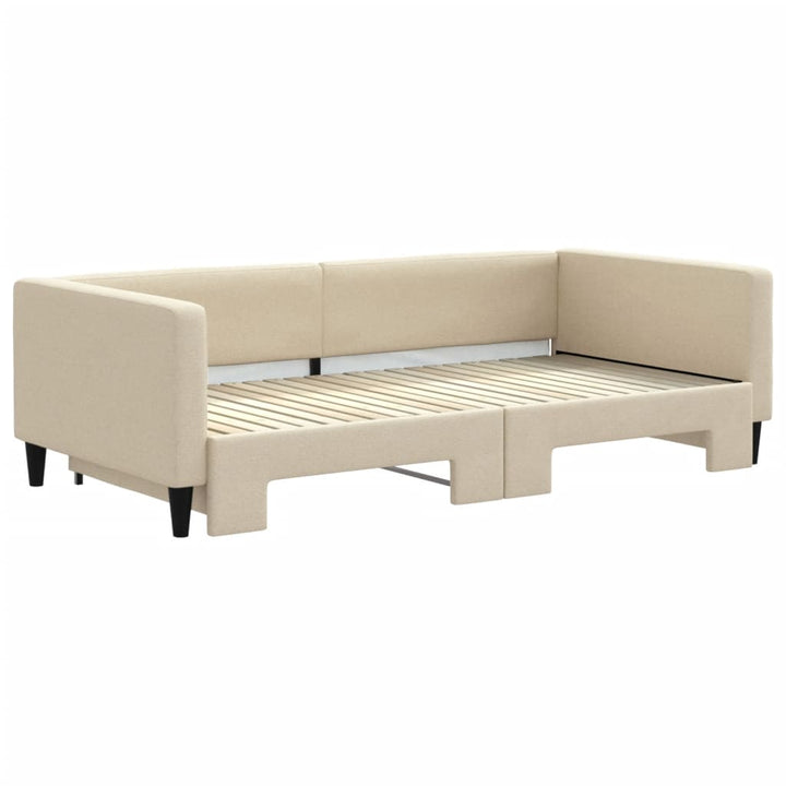 daybed med udtræk 100x200 cm stof cremefarvet