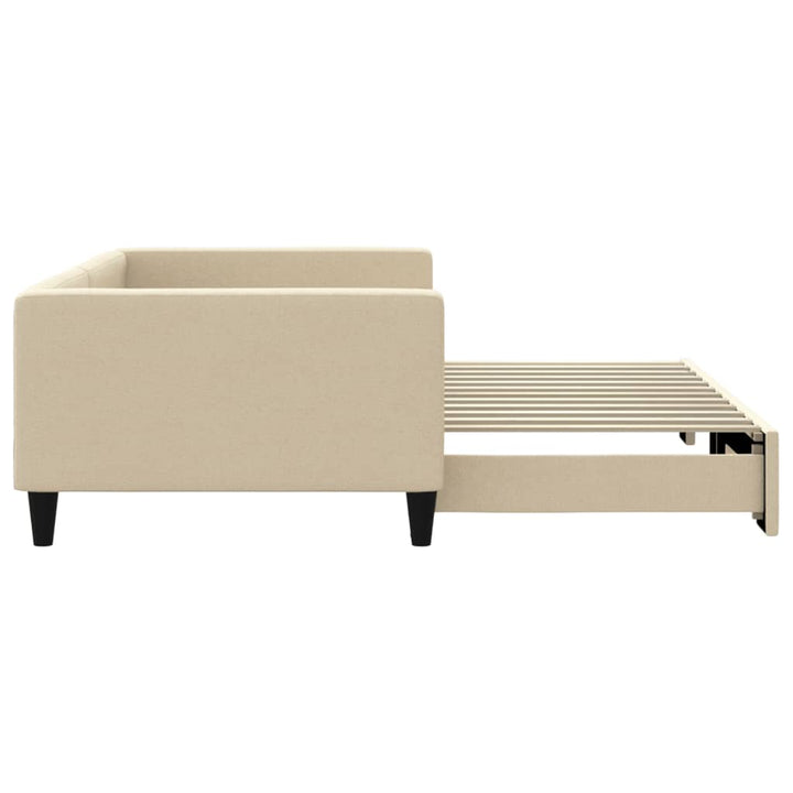 daybed med udtræk 100x200 cm stof cremefarvet