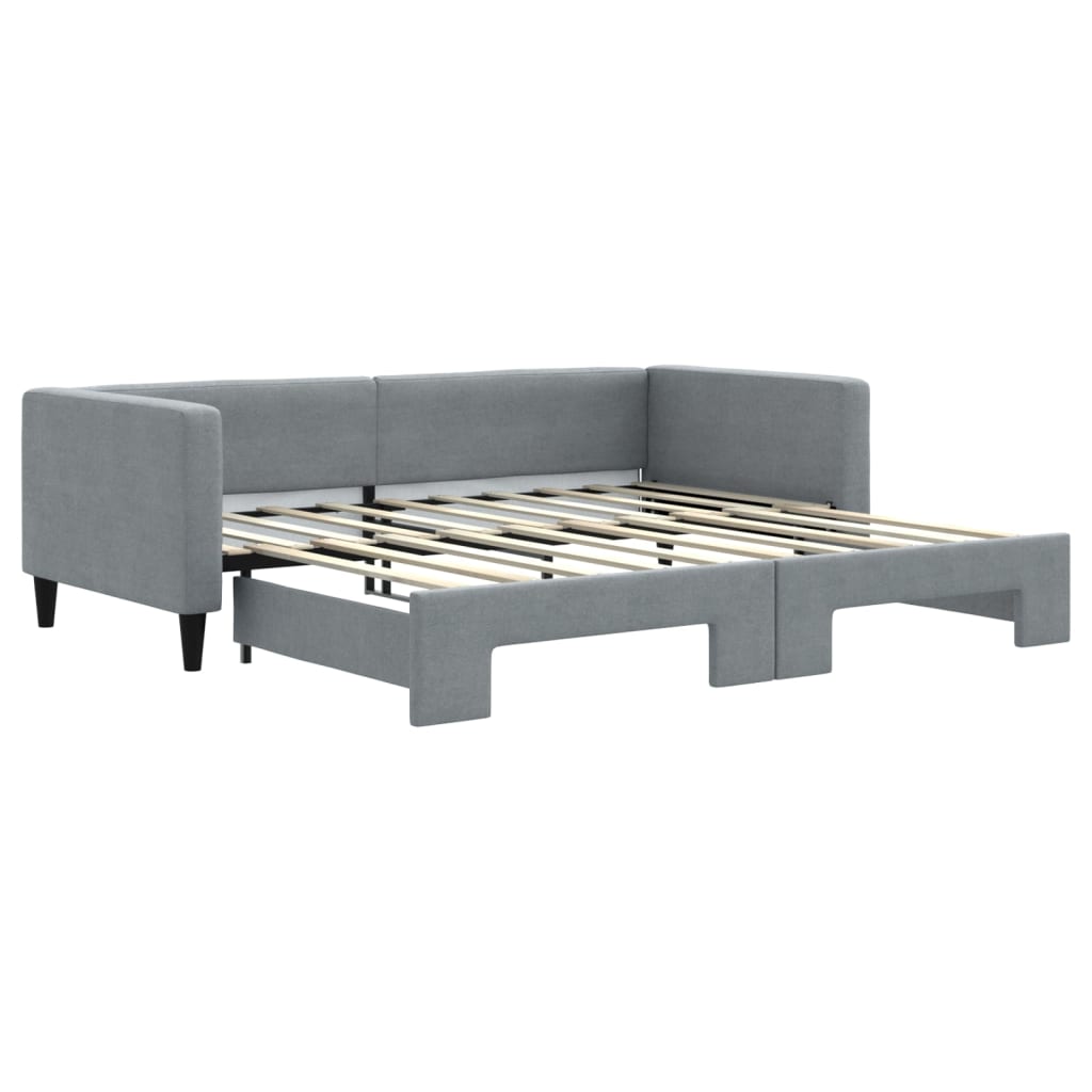 daybed med udtræk 90x190 cm stof lysegrå