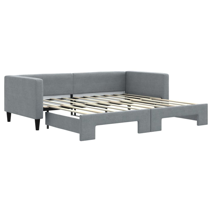 daybed med udtræk 90x190 cm stof lysegrå