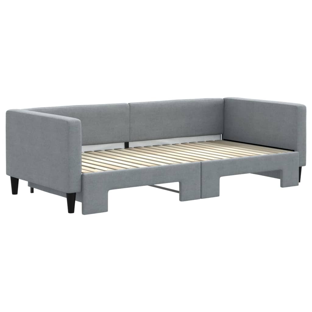 daybed med udtræk 90x190 cm stof lysegrå