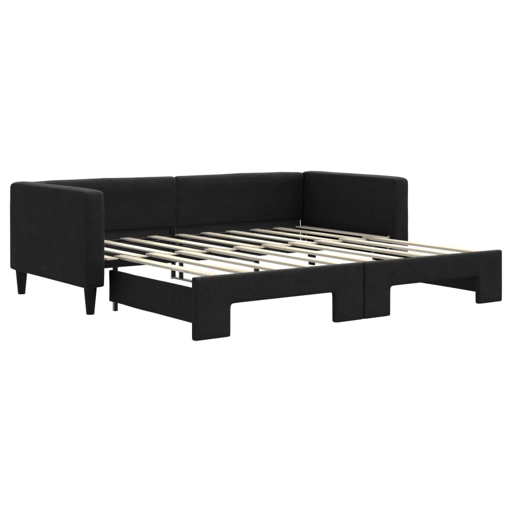 daybed med udtræk 90x190 cm stof sort