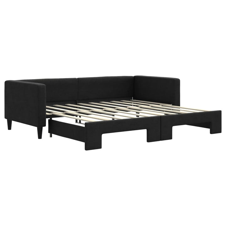 daybed med udtræk 90x190 cm stof sort