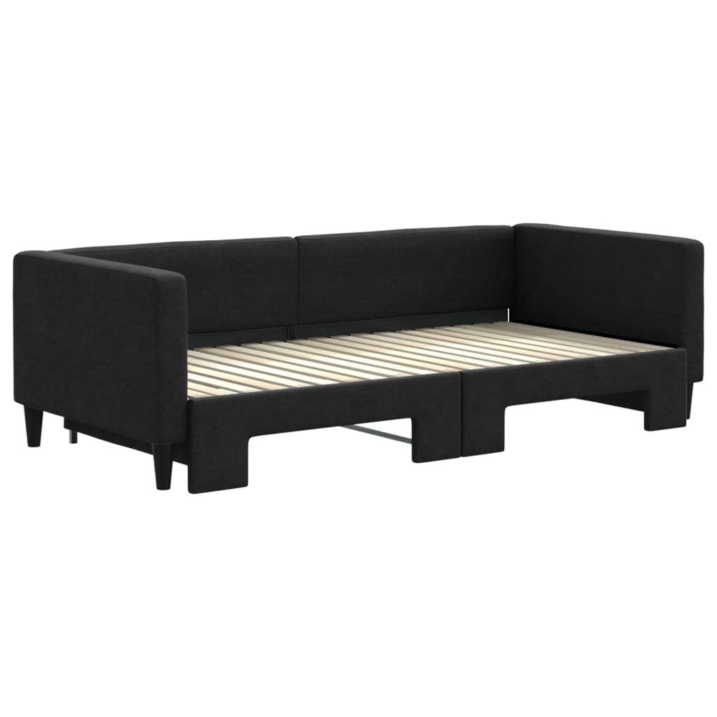 daybed med udtræk 90x190 cm stof sort