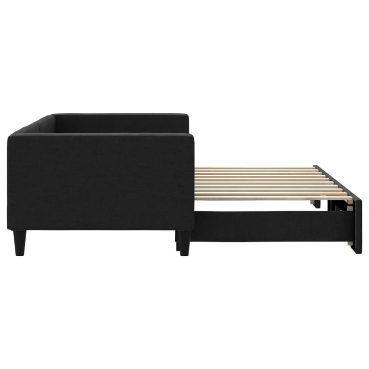 daybed med udtræk 90x190 cm stof sort