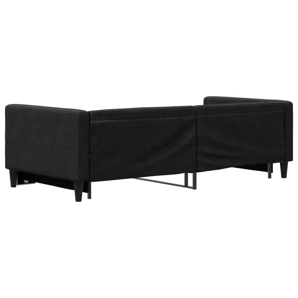 daybed med udtræk 90x190 cm stof sort