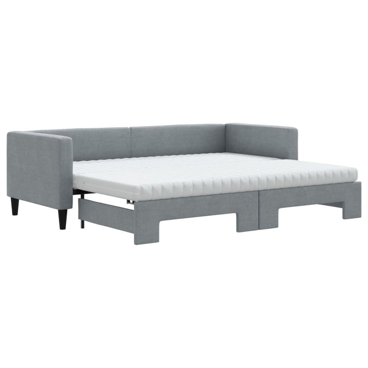 daybed med udtræk og madras 80x200 cm stof lysegrå