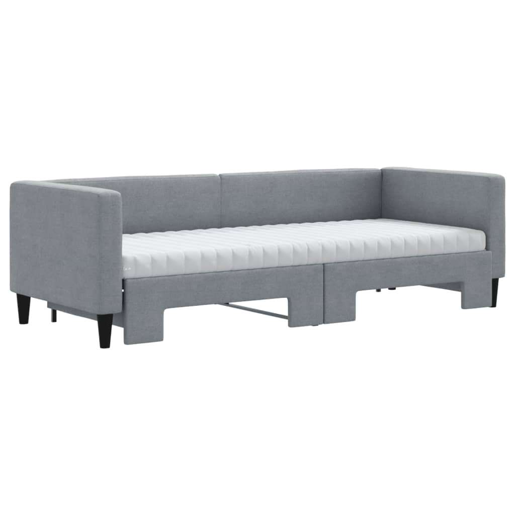 daybed med udtræk og madras 80x200 cm stof lysegrå
