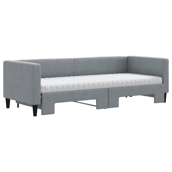 daybed med udtræk og madras 80x200 cm stof lysegrå