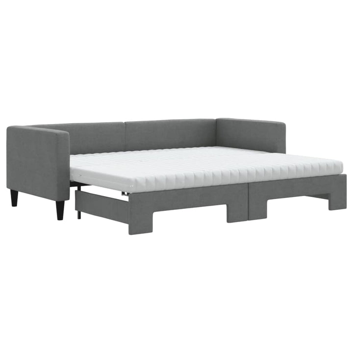 daybed med udtræk og madras 80x200 cm stof mørkegrå