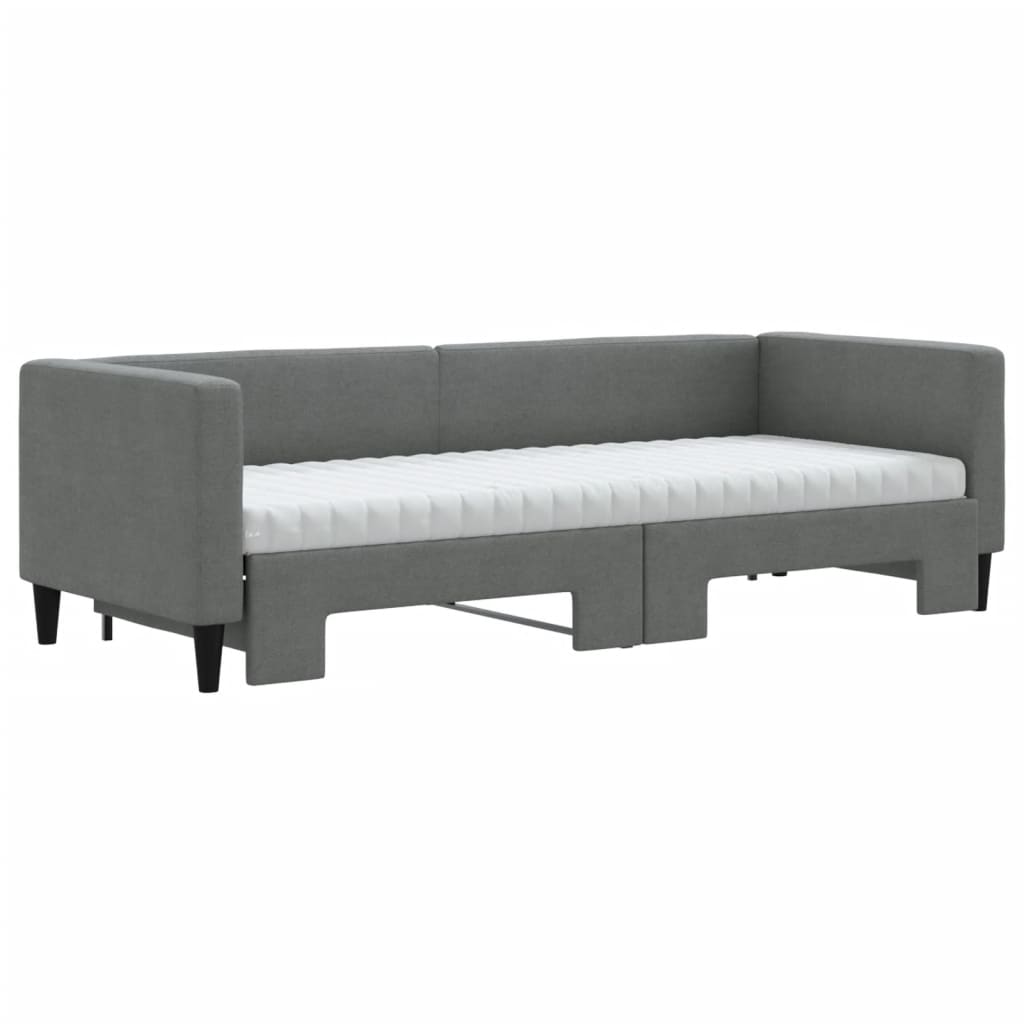 daybed med udtræk og madras 80x200 cm stof mørkegrå