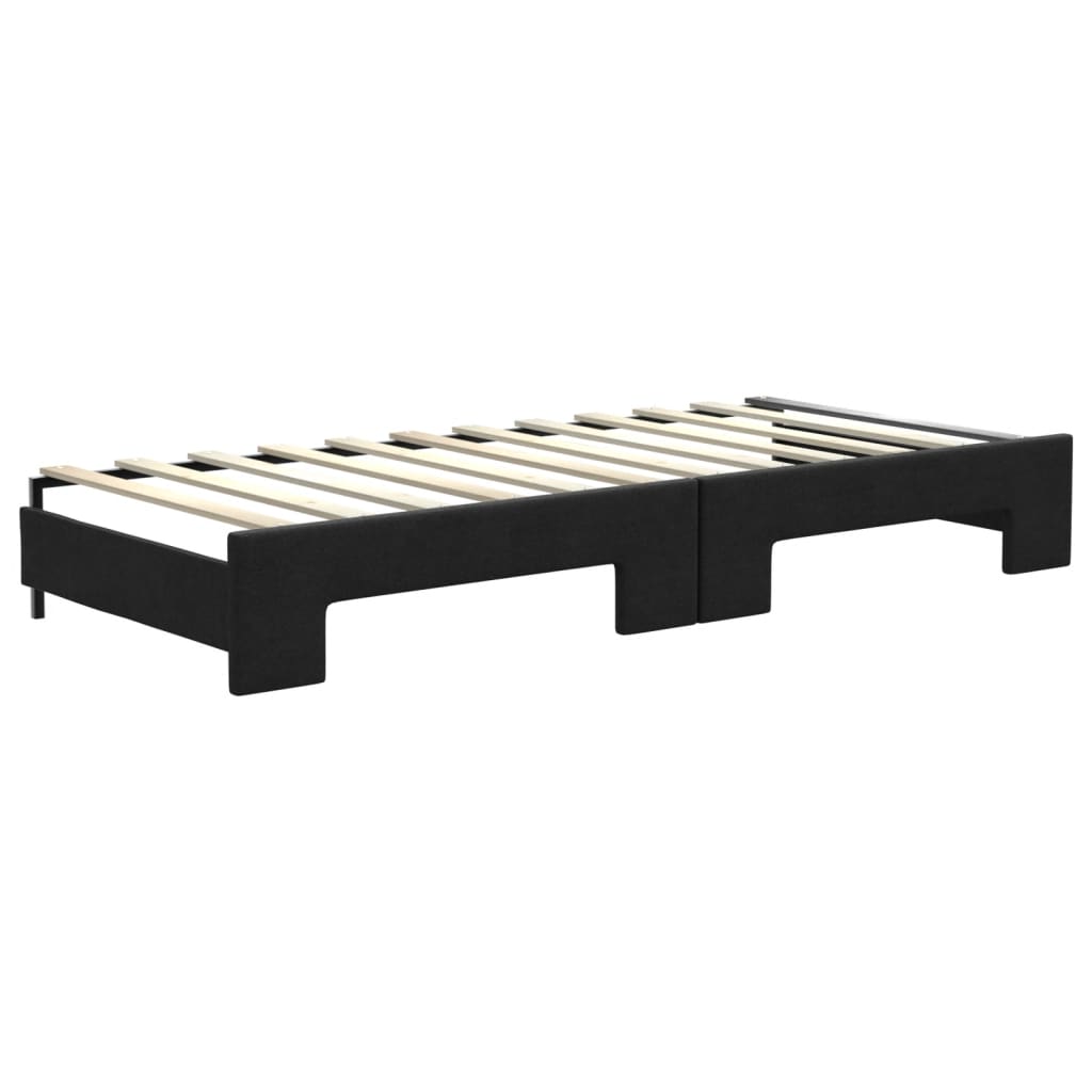 daybed med udtræk og madras 80x200 cm stof sort