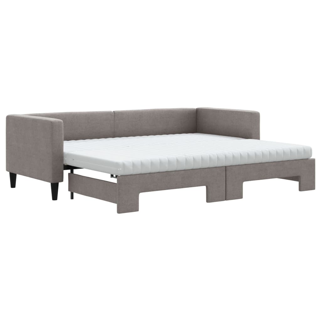daybed med udtræk og madras 80x200 cm stof gråbrun