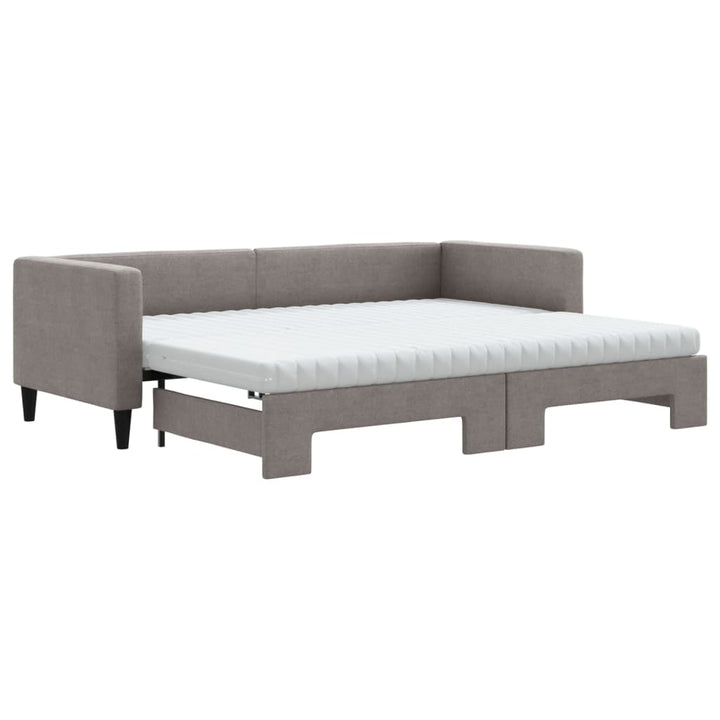 daybed med udtræk og madras 80x200 cm stof gråbrun