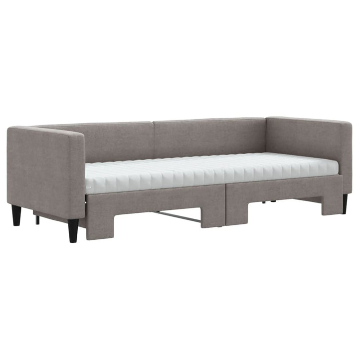 daybed med udtræk og madras 80x200 cm stof gråbrun