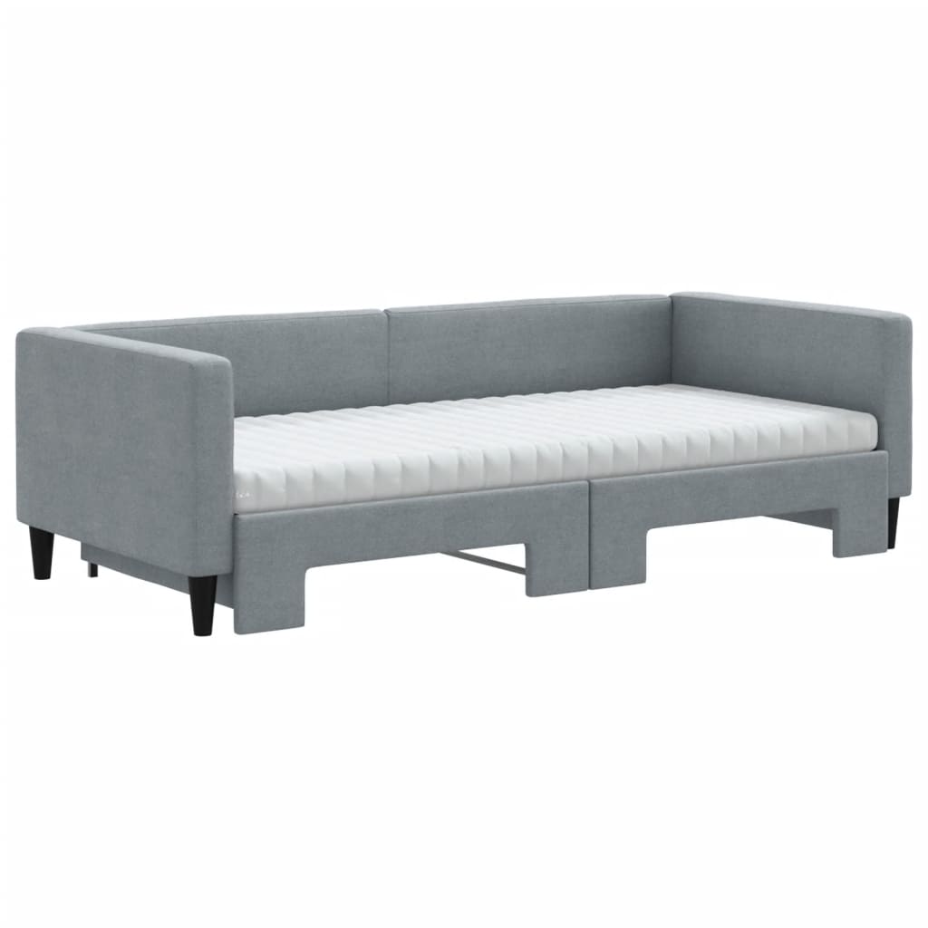daybed med udtræk og madras 90x200 cm stof lysegrå