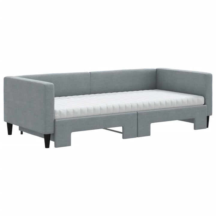 daybed med udtræk og madras 90x200 cm stof lysegrå