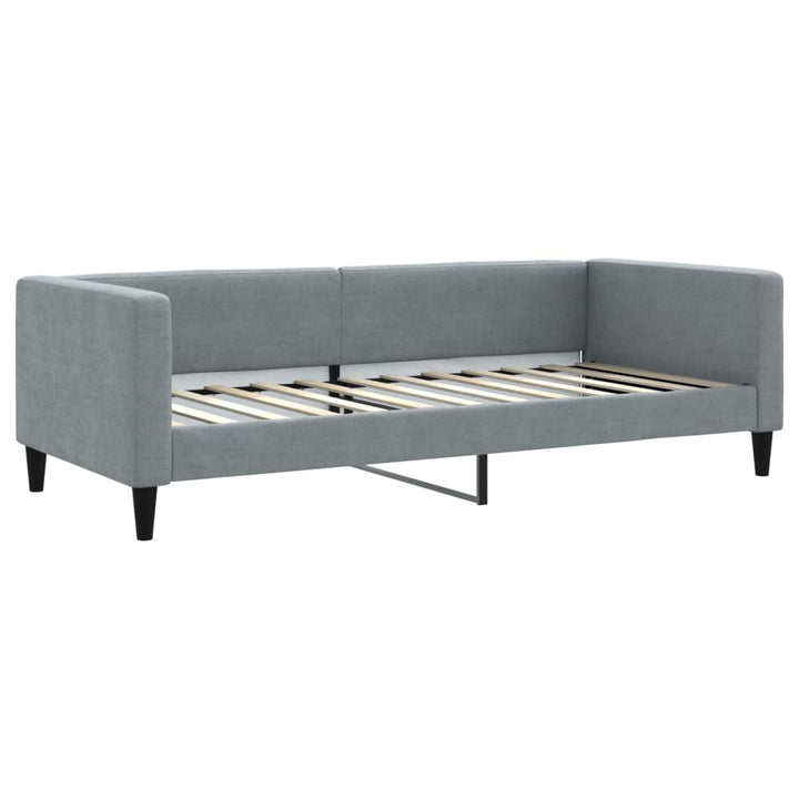 daybed med udtræk og madras 90x200 cm stof lysegrå