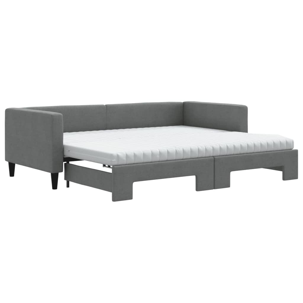 daybed med udtræk og madras 90x200 cm stof mørkegrå