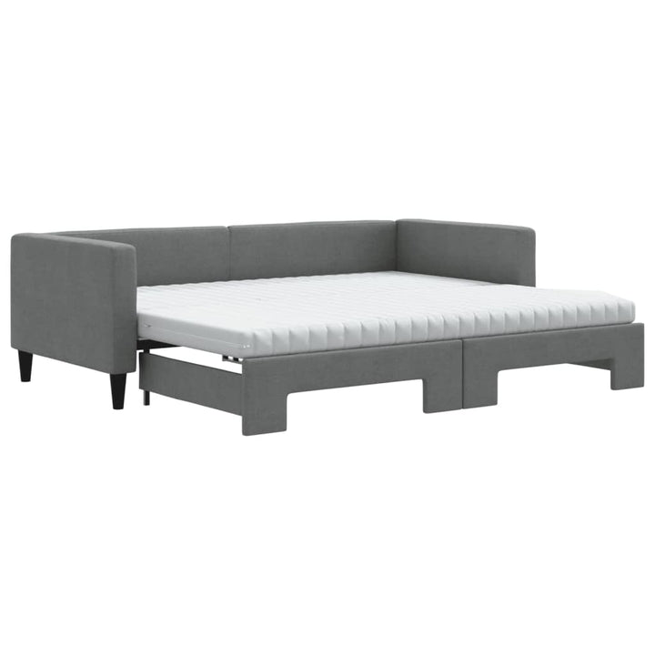 daybed med udtræk og madras 90x200 cm stof mørkegrå