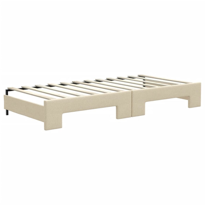 daybed med udtræk og madras 90x200 cm stof cremefarvet