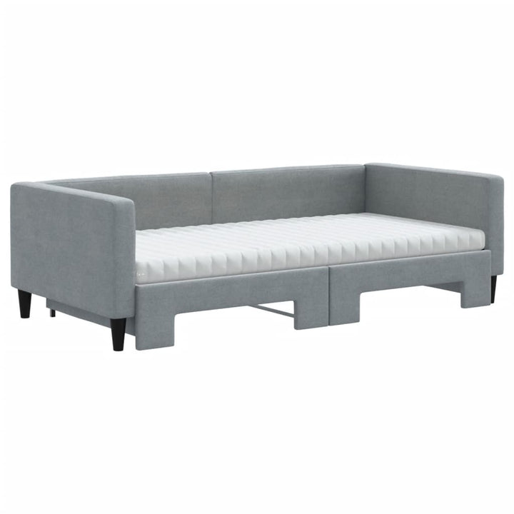daybed med udtræk og madras 100x200 cm stof lysegrå