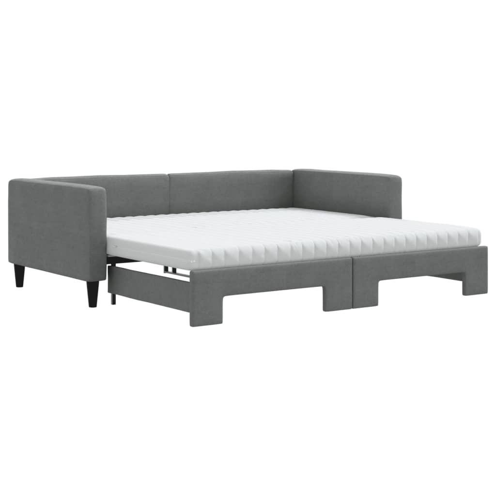 daybed med udtræk og madras 100x200 cm stof mørkegrå
