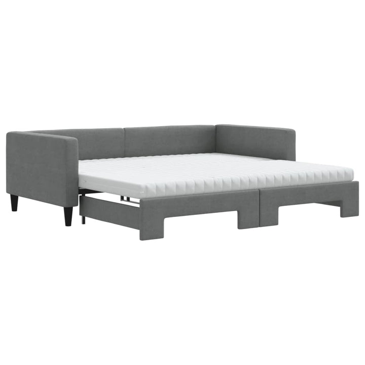daybed med udtræk og madras 100x200 cm stof mørkegrå
