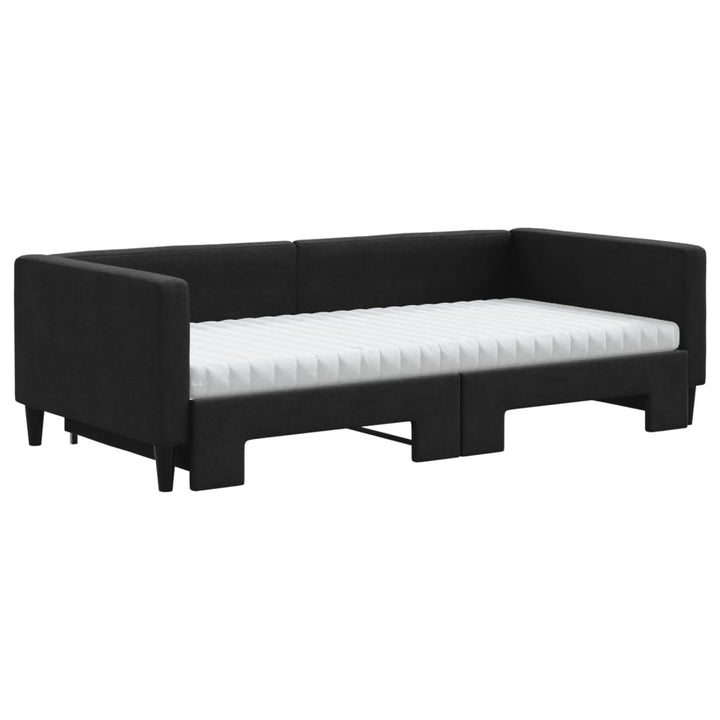 daybed med udtræk og madras 100x200 cm stof sort