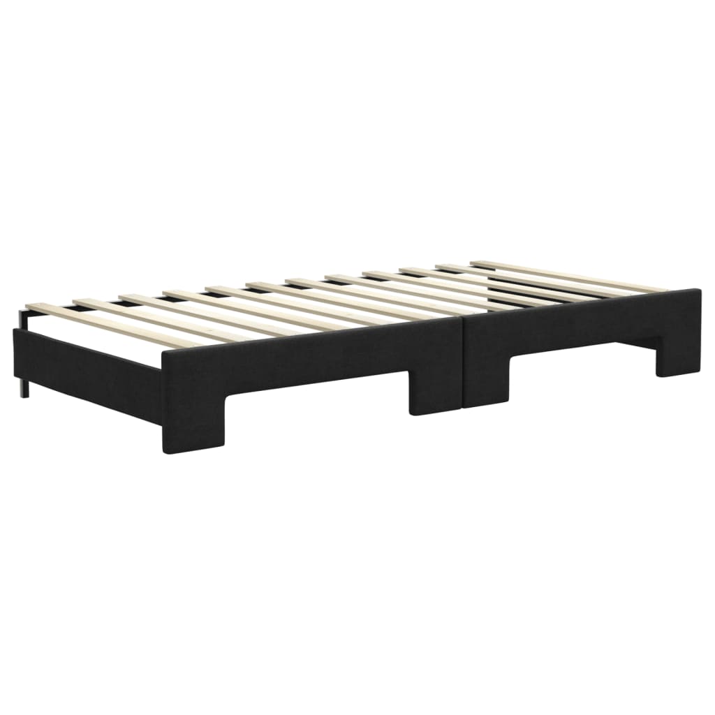 daybed med udtræk og madras 100x200 cm stof sort